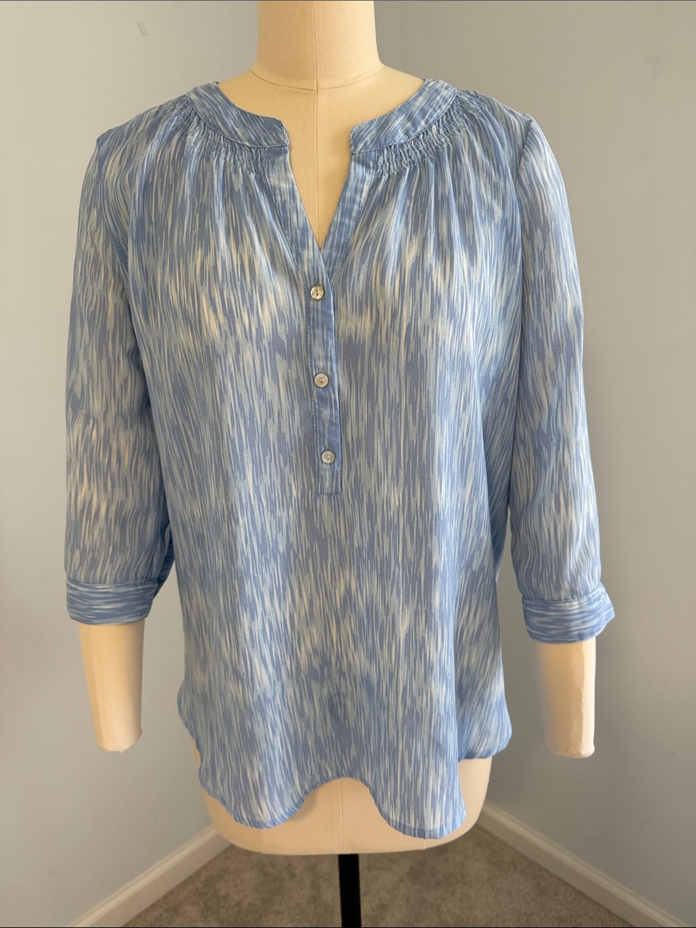 Rose & Olive Light Blue Printed Split-Neck Tunic SZS